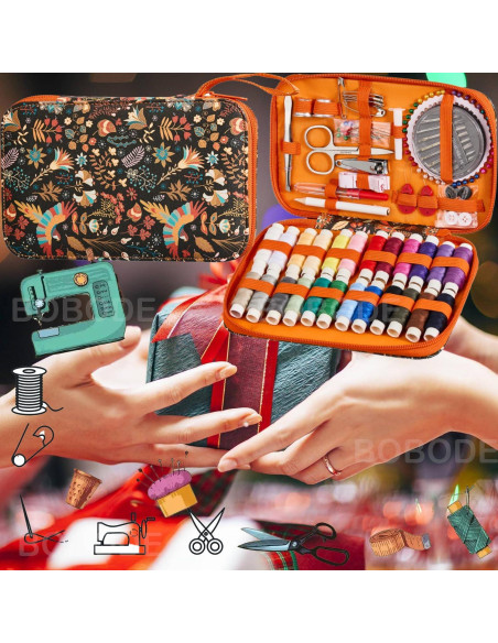 Kit de Costura 130 Piezas Bobode con Estuche PU para Viaje