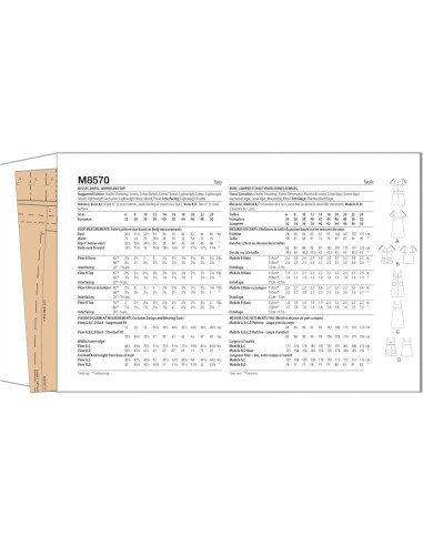 Patrón de Costura Vintage McCall's M8570 - Vestido, Mono y Top 6-14