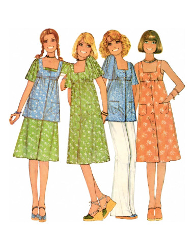 Patrón de Costura Vintage McCall's M8570 - Vestido, Mono y Top 6-14