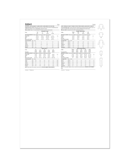 Patrón de Costura Simplicidad SS3041A Pantalones y Camisetas