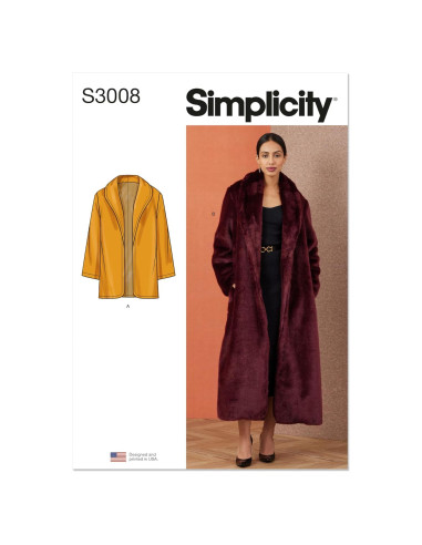Patrón de Costura Simplicidad S3008 Abrigo Dama Tallas 18-26