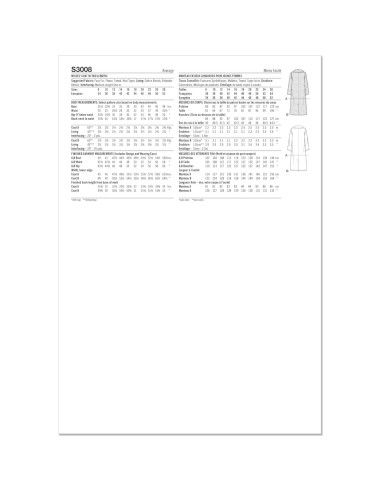 Patrón de Costura Simplicidad S3008 Abrigo Dama Tallas 18-26