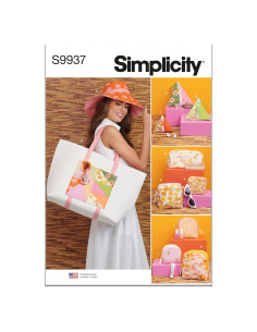 Patrón de Costura Simplicidad SS9937A: Sombrero, Tote y Cremalleras