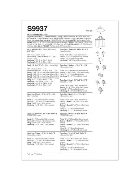Patrón de Costura Simplicidad SS9937A: Sombrero, Tote y Cremalleras