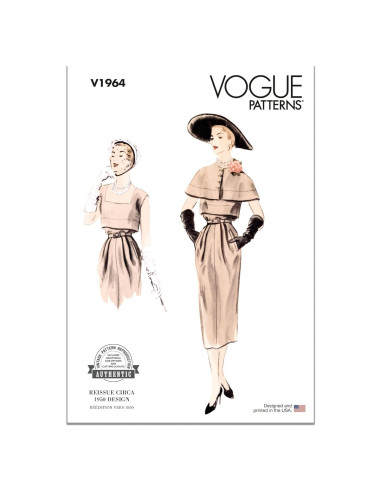 Patrón de Costura Vogue Vintage 1950 Capa y Vestido 18-26