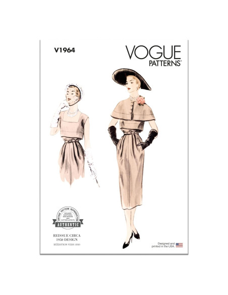 Patrón de Costura Vogue Vintage 1950 Capa y Vestido 18-26