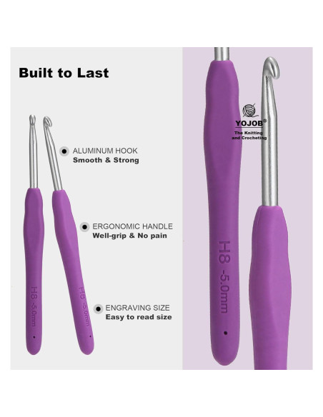 Set de Ganchillos Ergonómicos YOJOB 14 Tamaños 2.25mm a 10mm