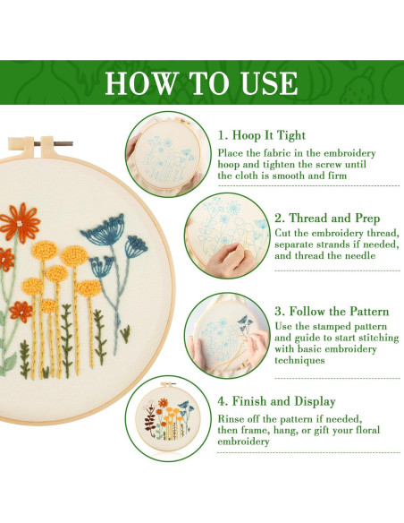 Kit de Bordado RAINFLOW para Principiantes - 3 Patrones Florales Kit de Bordado RAINFLOW para Principiantes - 3 Patrones Florales