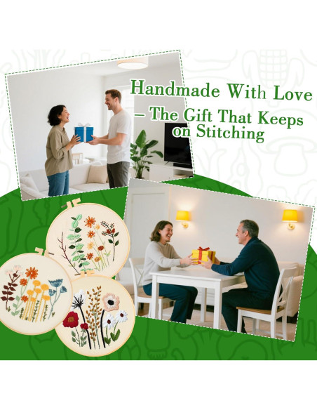 Kit de Bordado RAINFLOW para Principiantes - 3 Patrones Florales Kit de Bordado RAINFLOW para Principiantes - 3 Patrones Florales