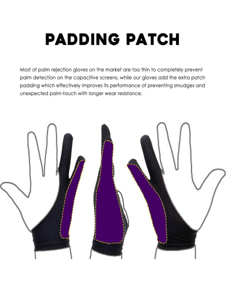 Guante de Dibujo AKX para Tableta Gráfica - 2 Dedos, Negro