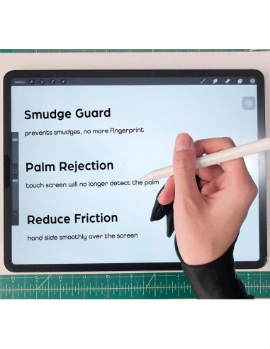 Guante de Dibujo AKX para Tableta Gráfica - 2 Dedos, Negro