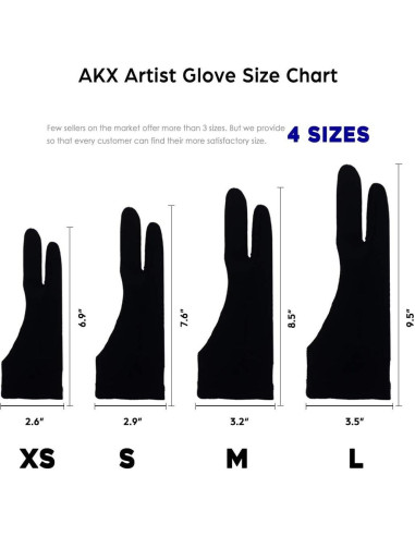 Guante de Dibujo AKX para Tableta Gráfica - 2 Dedos, Negro