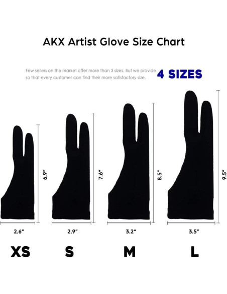 Guante de Dibujo AKX para Tableta Gráfica - 2 Dedos, Negro