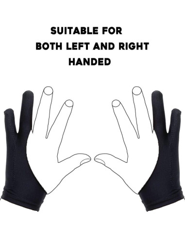 Guante de Dibujo AKX para Tableta Gráfica - 2 Dedos, Negro