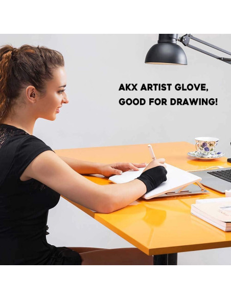 Guante de Dibujo AKX para Tableta Gráfica - 2 Dedos, Negro