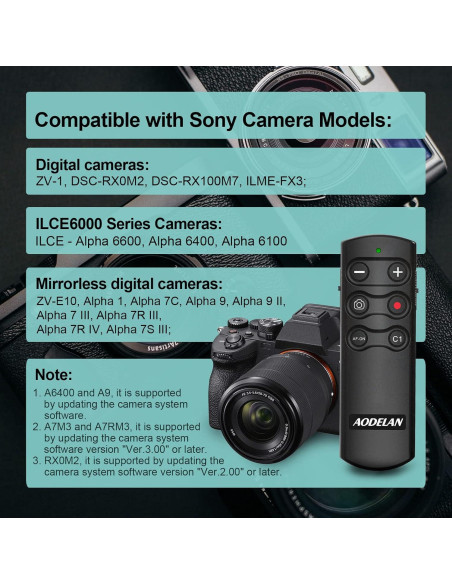 Control Remoto Inalámbrico AODELAN para Cámara Sony A7 III, A7R IV