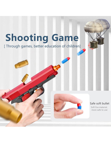 Pistola de Juguete Shushuzz con Balas Suaves y Casquillos - Negro