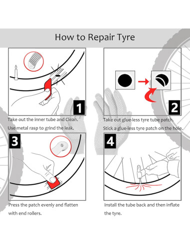 Kit de Reparación de Neumáticos de Bicicleta DERERSTE U-BTRTK
