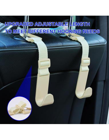 Ganchos para Reposacabezas Amooca Beige Ajustables 4 Piezas