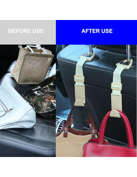 Ganchos para Reposacabezas Amooca Beige Ajustables 4 Piezas