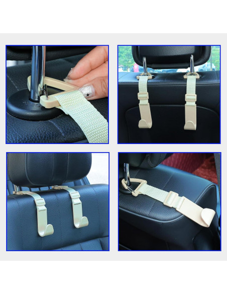 Ganchos para Reposacabezas Amooca Beige Ajustables 4 Piezas