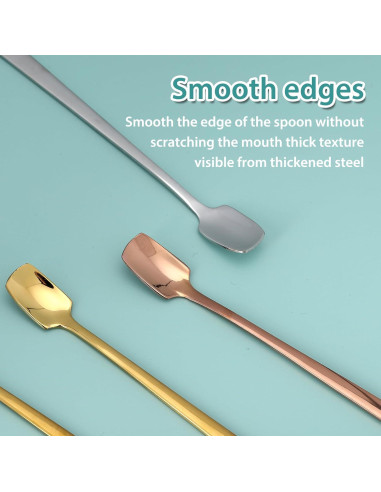 Juego de 6 cucharas de café Aexbxoa de acero inoxidable dorado