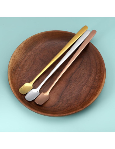 Juego de 6 cucharas de café Aexbxoa de acero inoxidable dorado