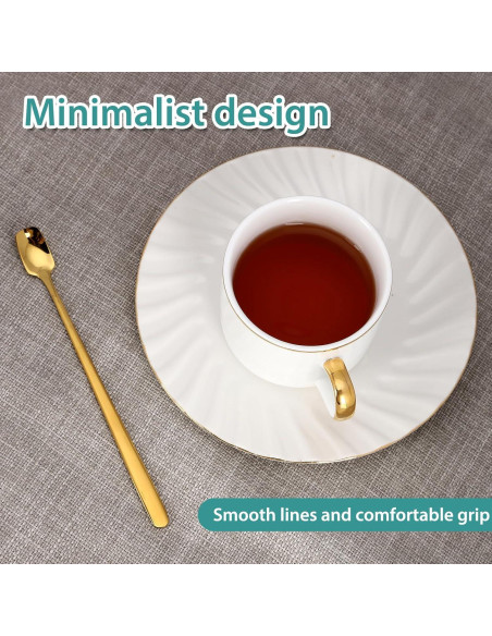 Juego de 6 cucharas de café Aexbxoa de acero inoxidable dorado