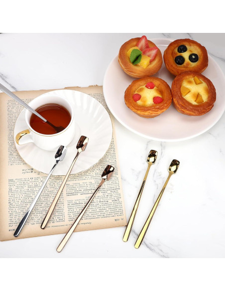 Juego de 6 cucharas de café Aexbxoa de acero inoxidable dorado