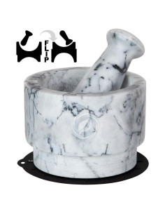 Mortero y Maja de Mármol Blanco Laevo - 2.1 Tazas, 13.97 cm