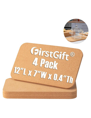 Juego de 4 Posavasos de Corcho Rectangulares FirstGift 30.48x17.78 cm