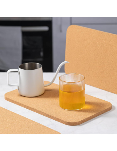 Juego de 4 Posavasos de Corcho Rectangulares FirstGift 30.48x17.78 cm