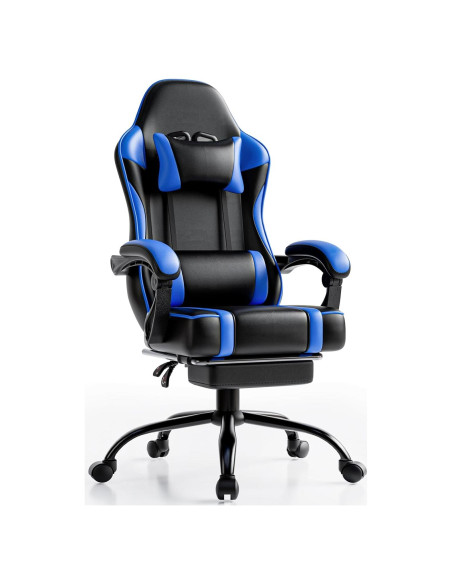 Silla de Juego Ergonómica Ntiibcuy Azul con Reposapiés