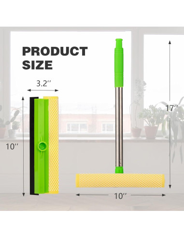 Raspador de Ventanas 2 en 1 Niccfdc con Mango Largo Verde