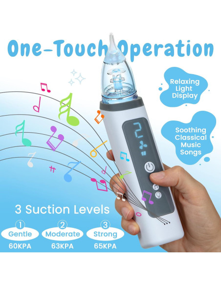 Aspirador Nasal Eléctrico IGGODO para Bebé - Succión Ajustable, Música y Luz