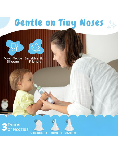 Aspirador Nasal Eléctrico IGGODO para Bebé - Succión Ajustable, Música y Luz