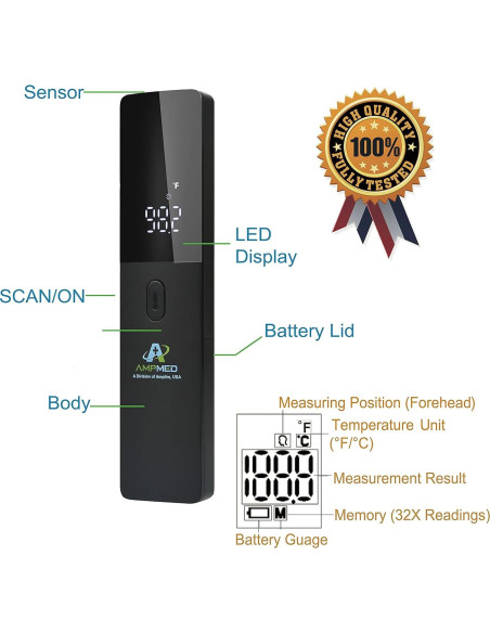 Termómetro Digital Infrarrojo Sin Contacto Amplim - Grado Médico