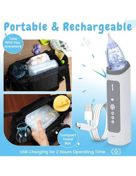 Aspirador Nasal Eléctrico IGGODO para Bebé - Succión Ajustable, Música y Luz