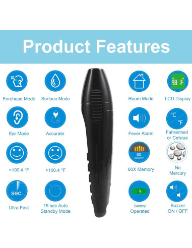 Termómetro Digital Infrarrojo Sin Contacto Amplim - Grado Médico