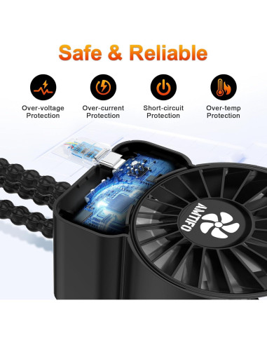 Ventilador Portátil AMTIFO A1 Recargable USB 4 Velocidades