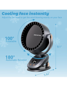 Ventilador de Escritorio Evoliq K3 Silencioso 6 Velocidades 1000mAh 2