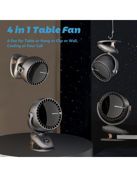 Ventilador de Escritorio Evoliq K3 Silencioso 6 Velocidades 1000mAh