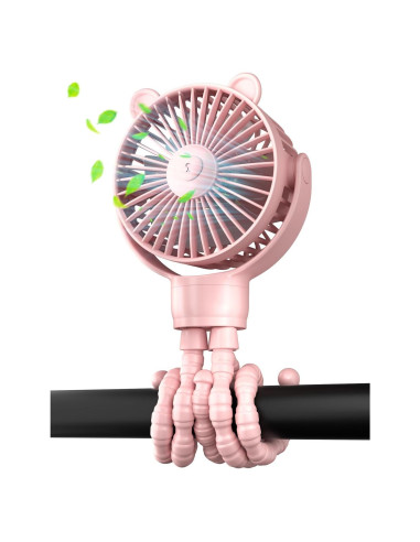 Ventilador Mini Portátil ASNUG M28 Rosa Recargable 3 Velocidades