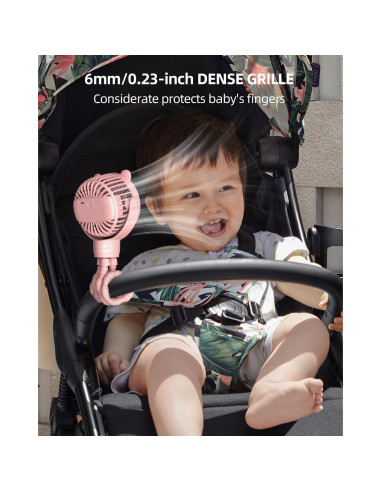 Ventilador Mini Portátil ASNUG M28 Rosa Recargable 3 Velocidades