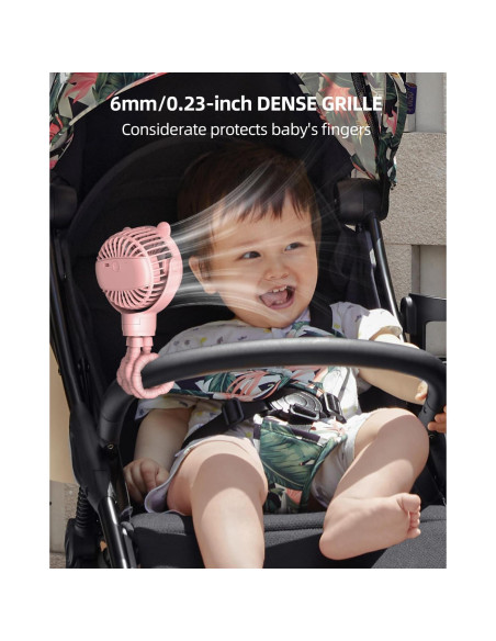 Ventilador Mini Portátil ASNUG M28 Rosa Recargable 3 Velocidades