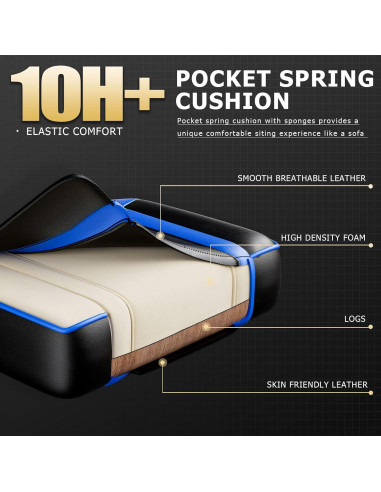 Silla de Juego Ergonómica Ntiibcuy Azul con Reposapiés