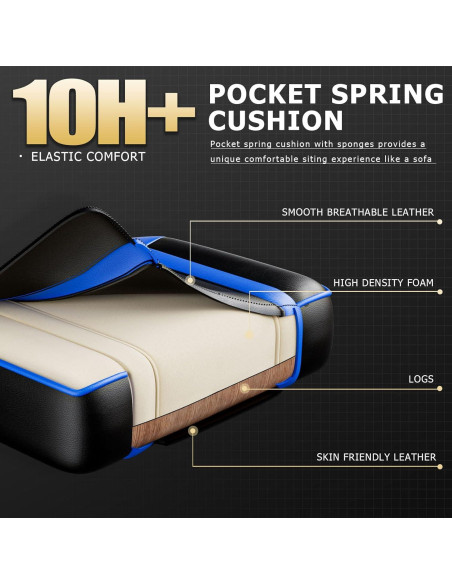 Silla de Juego Ergonómica Ntiibcuy Azul con Reposapiés