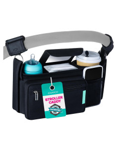 Organizador de Cochecito Swanoo Negro con Soporte para Vaso