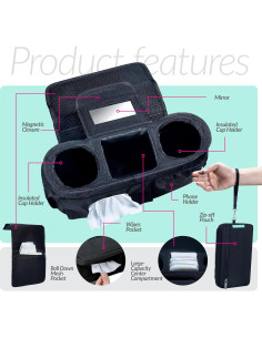 Organizador de Cochecito Swanoo Negro con Soporte para Vaso 2