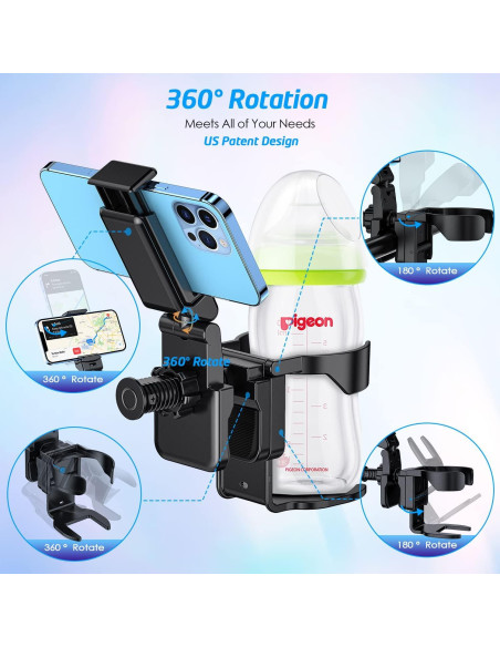 Soporte para Taza y Teléfono WixGear, Multifuncional, Negro